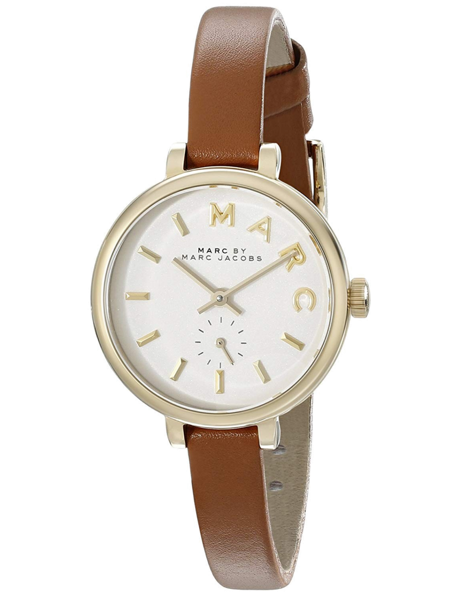 Marc Jacobs Sally White Dial Brown Leather Strap Watch for Women - MBM1351