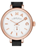 Marc Jacobs Sally White Dial Black Leather Strap Watch for Women - MBM1352