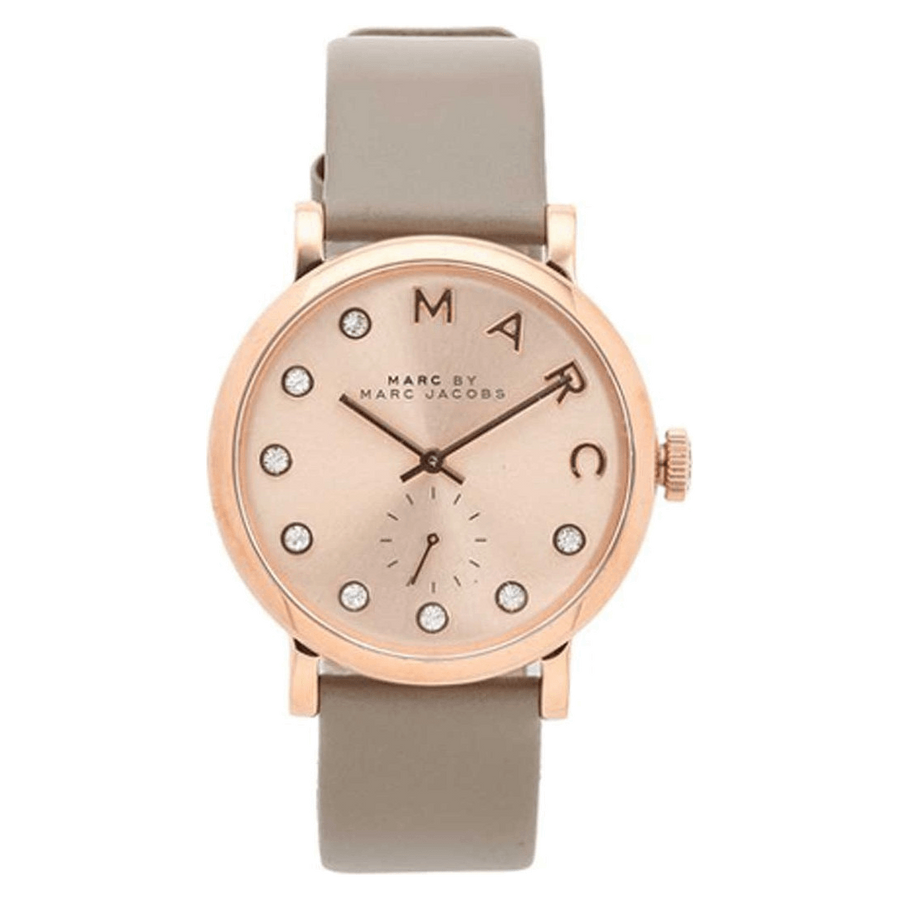 Marc Jacobs Baker Rose Gold Dial Grey Leather Strap Watch for Women - MBM1400