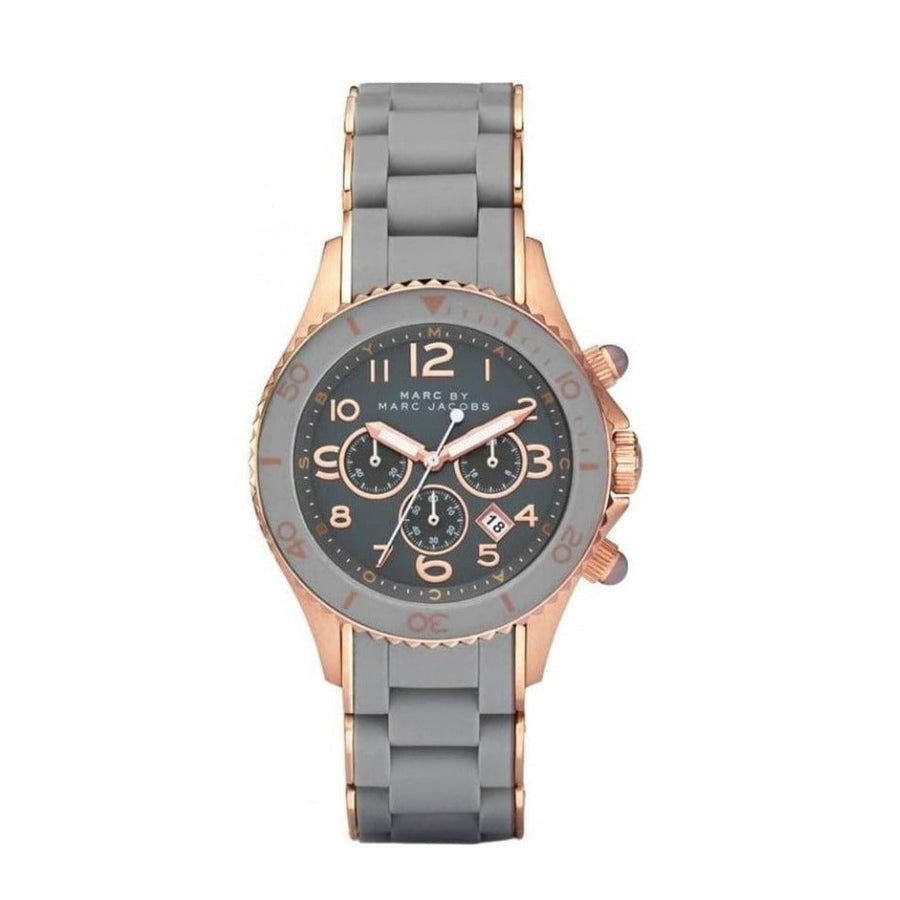 Marc Jacobs Rock Chronograph Grey Dial Grey Silicone Strap Watch for Women - MBM2550