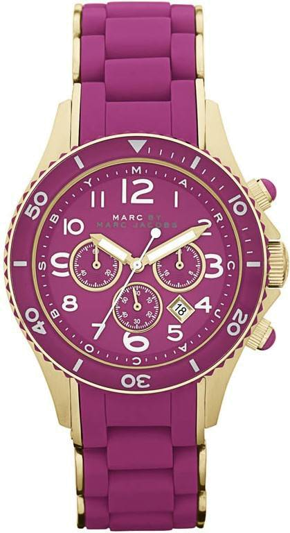 Marc Jacobs Rock Chronograph Purple Dial Purple Silicone Strap Watch for Women - MBM2576