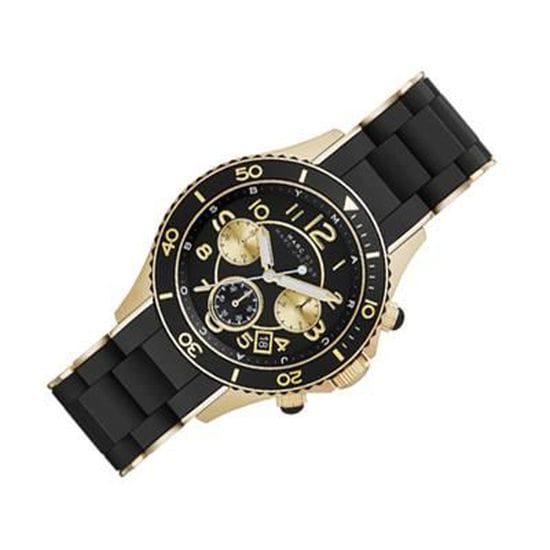 Marc Jacobs Rock Chronograph Black Dial Black Silicone Strap Watch for Women - MBM2598