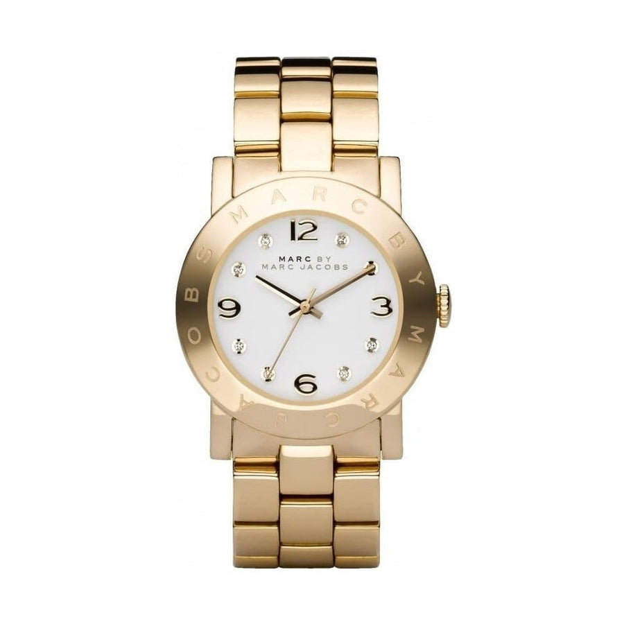 Marc Jacobs Amy White Dial Gold Steel Strap Watch for Women - MBM3056