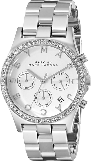 Marc Jacobs Henry Chronograph Silver Dial Silver Steel Strap Watch for Women - MBM3104