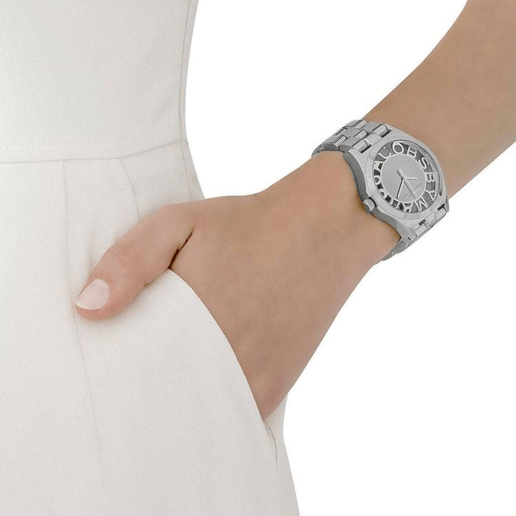 Marc Jacobs Henry Transparent Silver Dial Silver Steel Strap Watch for Women - MBM3205