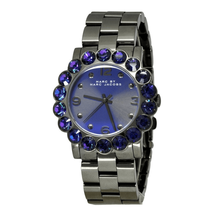 Marc Jacobs Amy Purple Dial Black Steel Strap Watch for Women - MBM3224