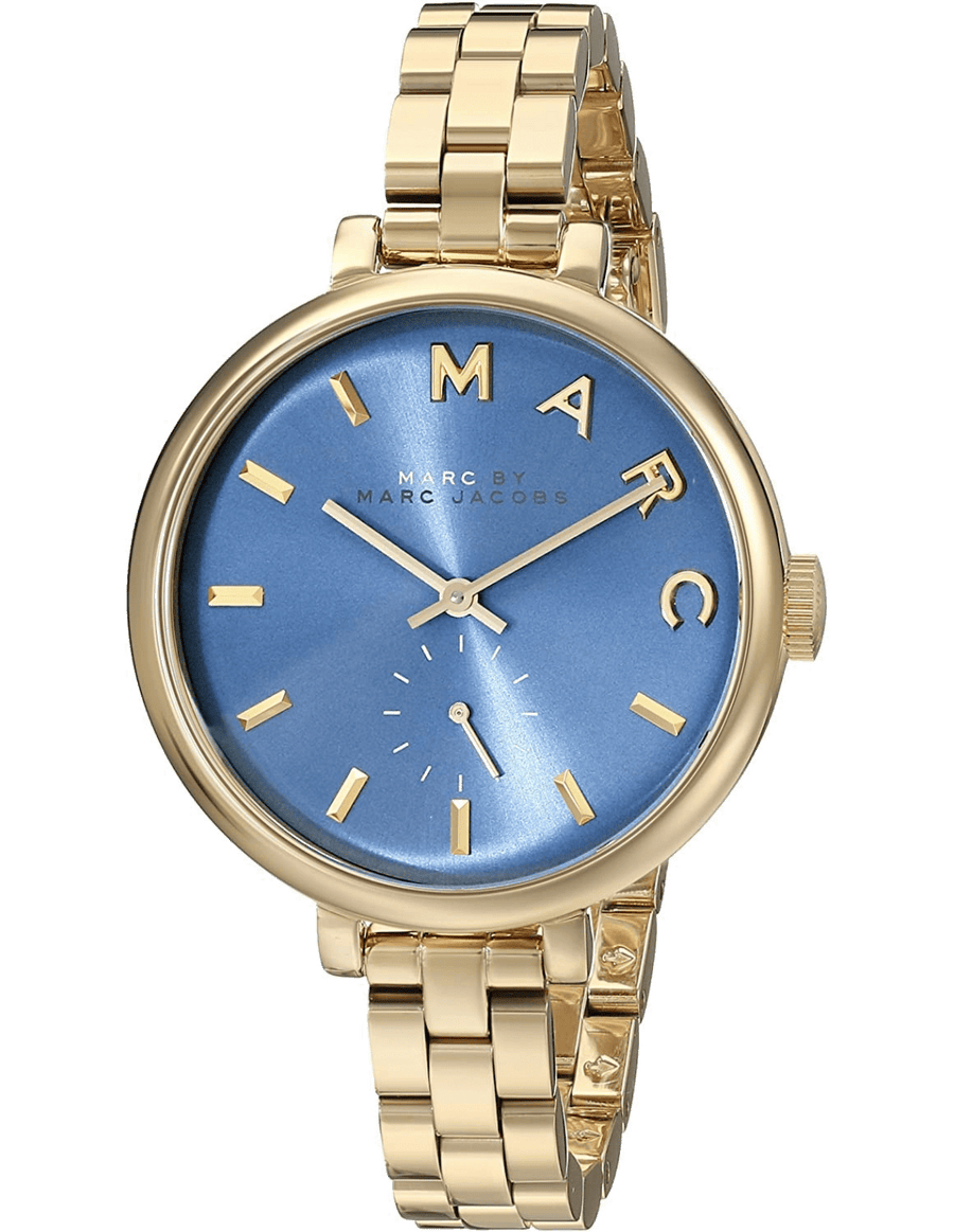 Marc Jacobs Sally Blue Dial Gold Steel Strap Watch for Women - MBM3366