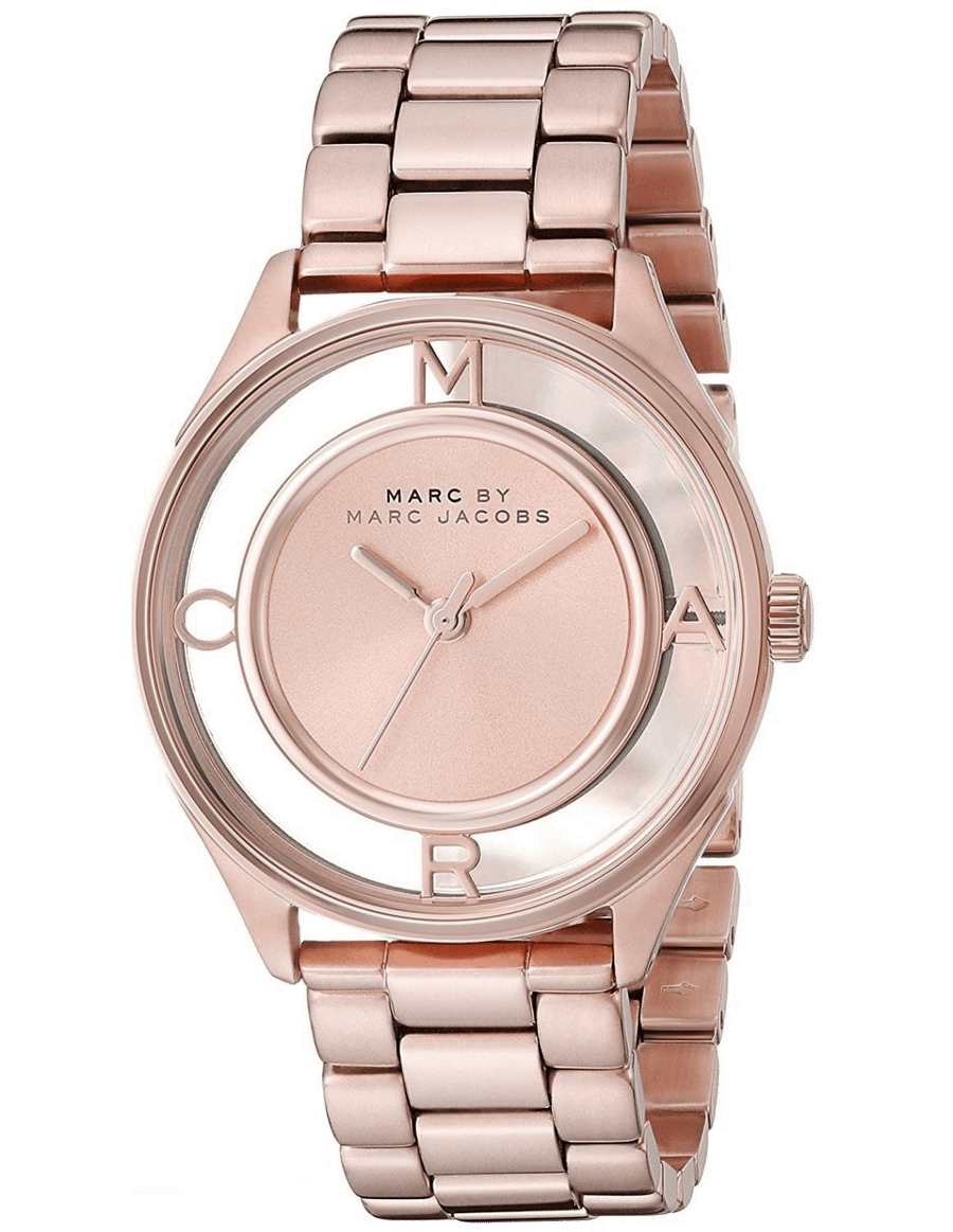 Marc Jacobs Tether Transparent Rose Gold Dial Rose Gold Steel Strap Watch for Women - MBM3414