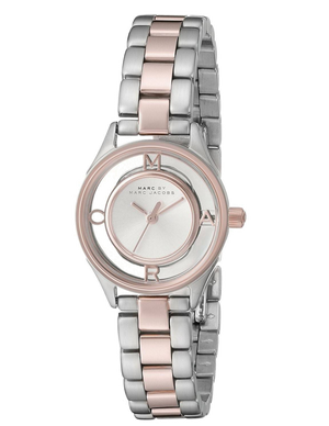 Marc Jacobs Tether White Transparent Dial Two Tone Stainless Steel Strap Watch - MBM3418