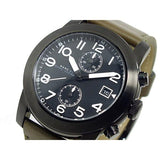 Marc Jacobs Larry Chronograph Black Dial Olive Leather Strap Watch for Men - MBM5034