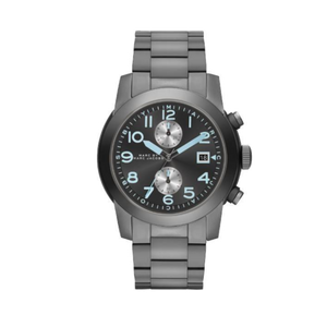 Marc Jacobs Larry Chronograph Black Dial Grey Steel Strap Watch for Men - MBM5051