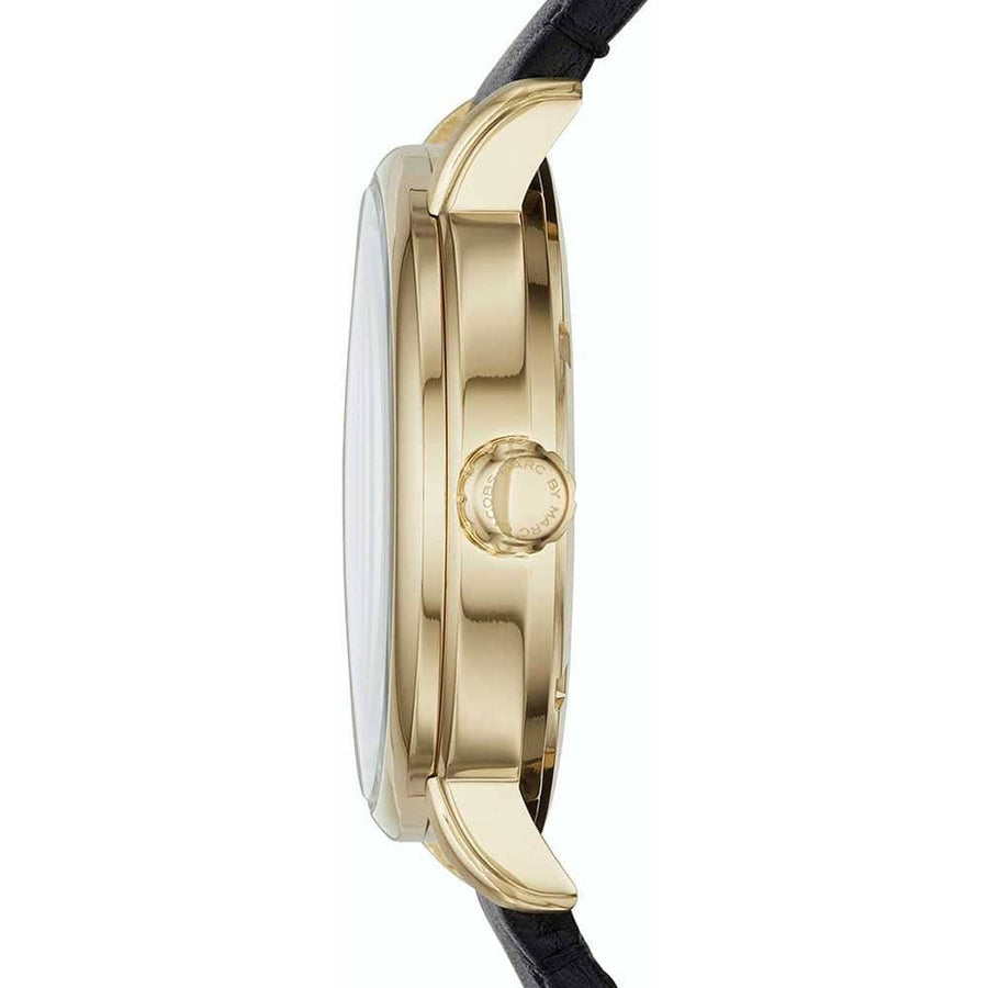 Marc Jacobs Fergus White Dial Black Leather Strap Watch for Men - MBM5081