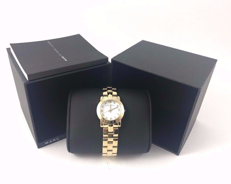Marc Jacobs Mini Amy White Dial Gold Steel Strap Watch for Women - MBM3057