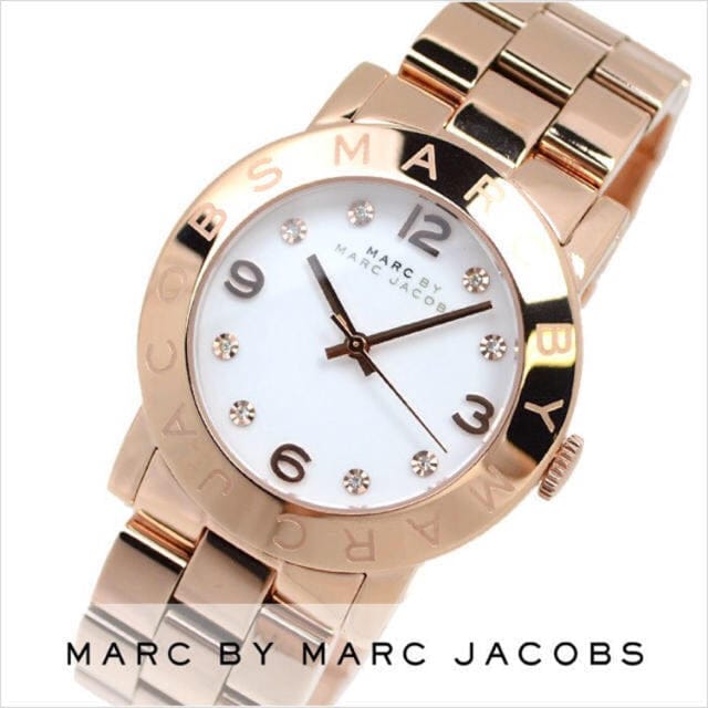 Marc Jacobs Mini Amy White Dial Rose Gold Steel Strap Watch for Women - MBM3078