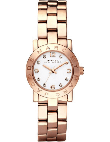 Marc Jacobs Mini Amy White Dial Rose Gold Steel Strap Watch for Women - MBM3078