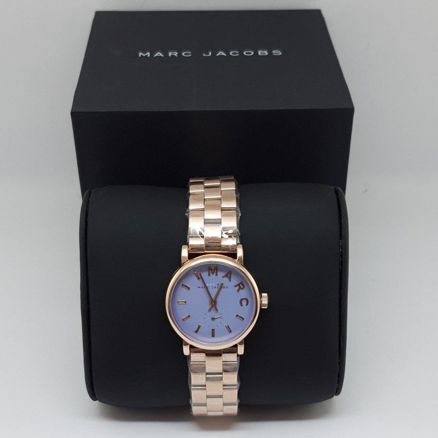 Marc Jacobs Mini Baker Blue Dial Rose Gold Steel Strap Watch for Women - MBM3285