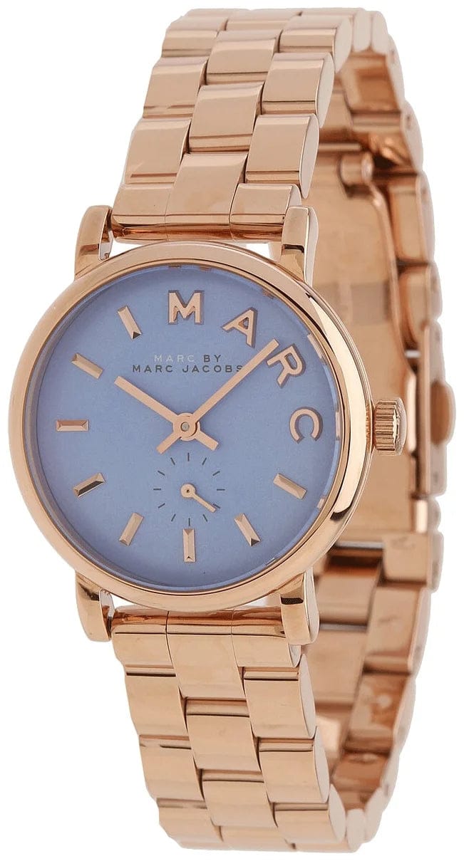 Marc Jacobs Mini Baker Blue Dial Rose Gold Steel Strap Watch for Women - MBM3285