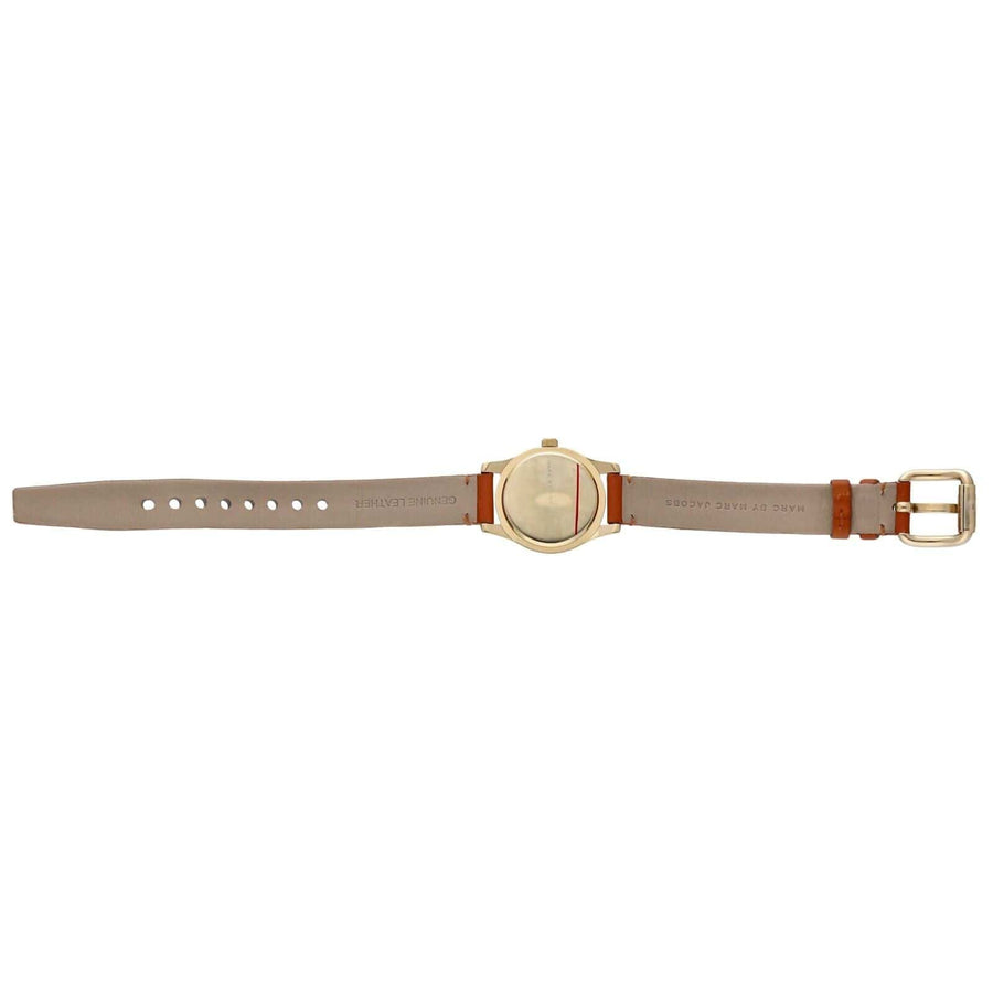 Marc Jacobs Mini Blade White Dial Brown Leather Strap Watch for Women - MBM1219
