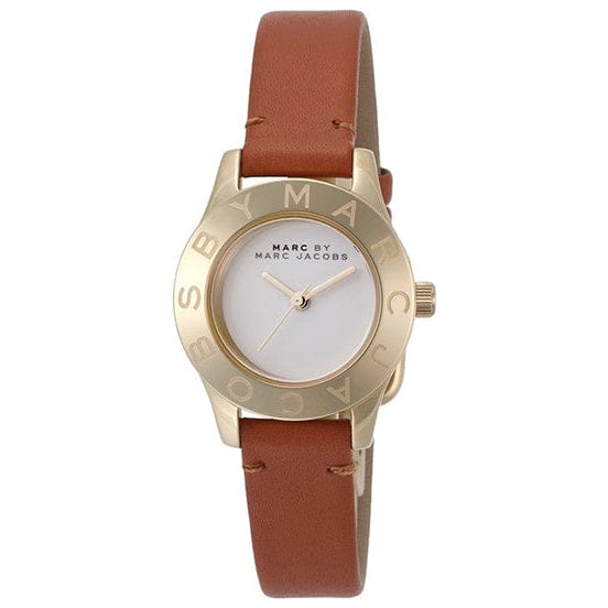 Marc Jacobs Mini Blade White Dial Brown Leather Strap Watch for Women - MBM1219