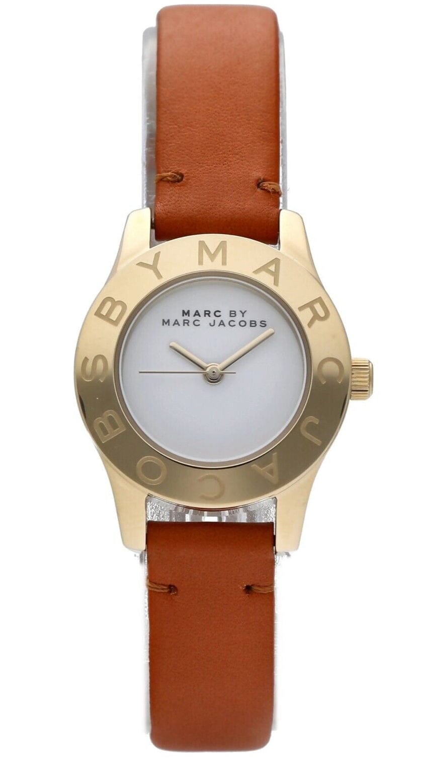 Marc Jacobs Mini Blade White Dial Brown Leather Strap Watch for Women - MBM1219