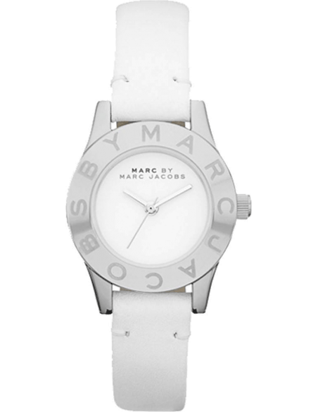 Marc Jacobs Mini Blade White Dial White Leather Strap Watch for Women - MBM1206