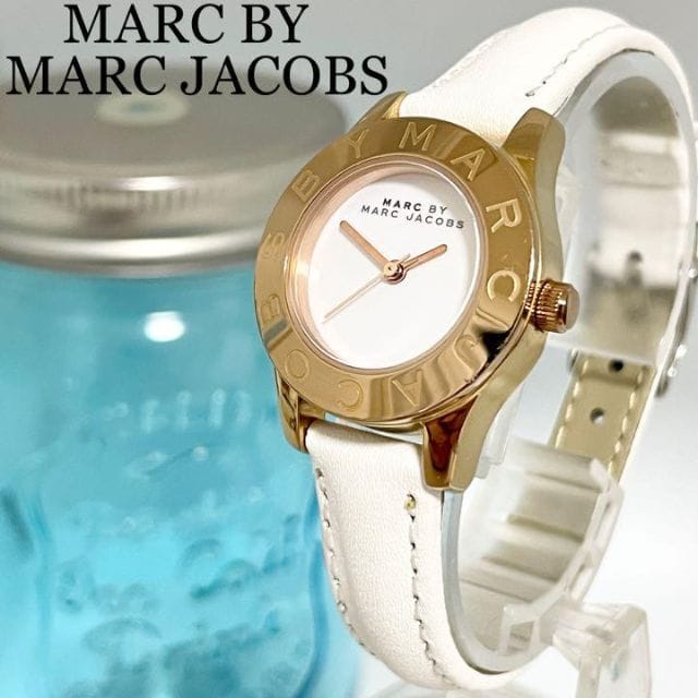 Marc Jacobs Mini Blade White Dial White Leather Strap Watch for Women - MBM1207