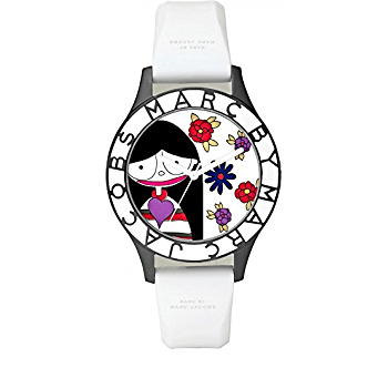 Marc Jacobs Miss Marc Flower White Dial White Silicone Strap Watch for Women - MBM5513