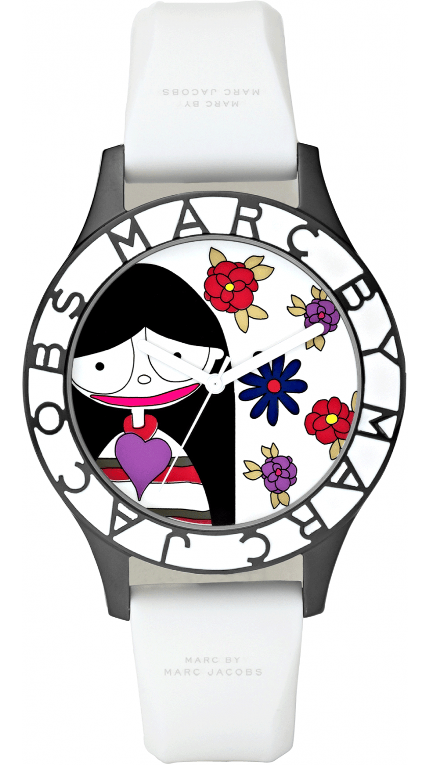 Marc Jacobs Miss Marc Flower White Dial White Silicone Strap Watch for Women - MBM5513