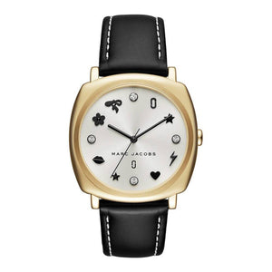 Marc Jacobs Mandy White Dial Black Leather Strap Watch for Women - MJ1564