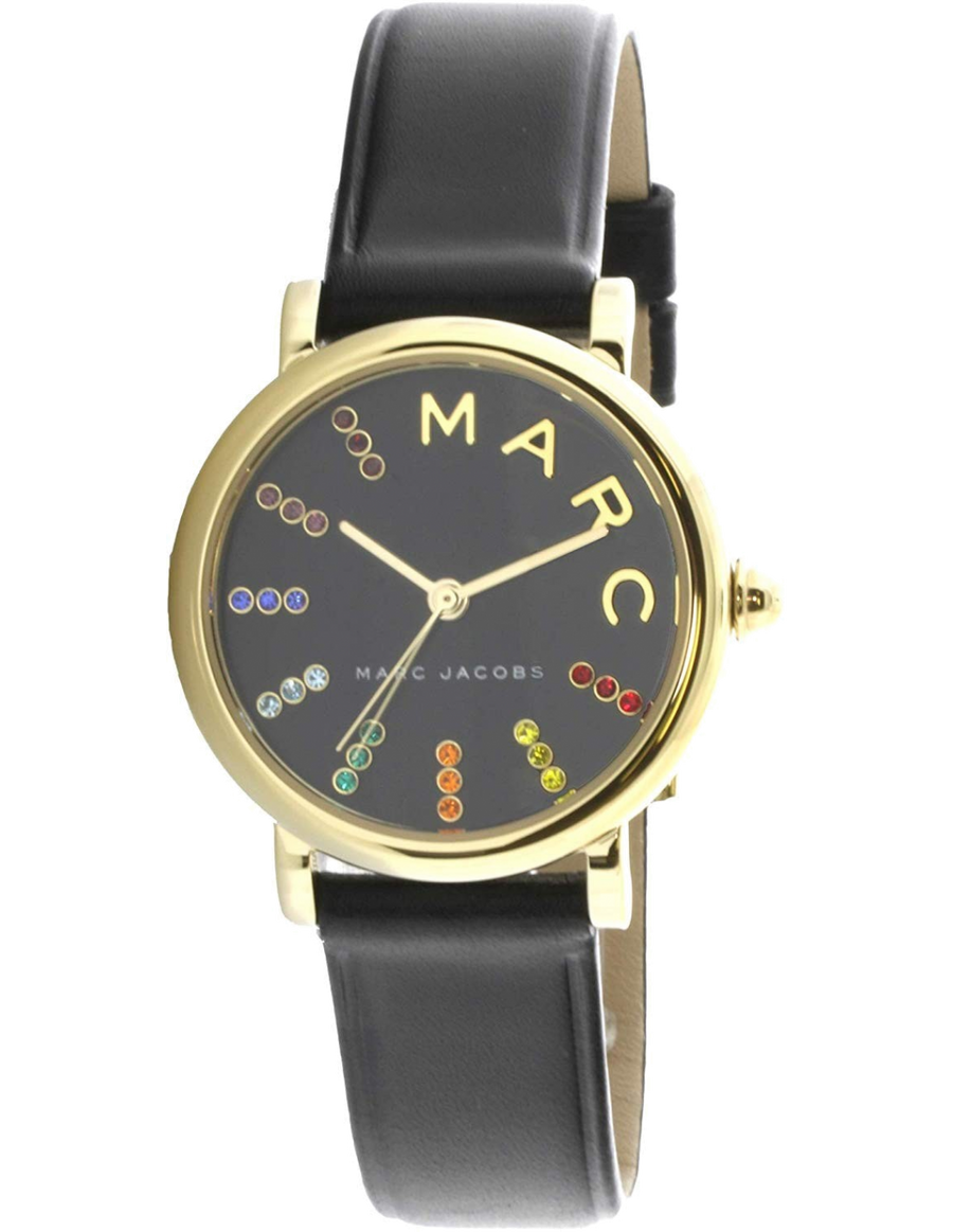 Marc Jacobs Roxy Black Dial Black Leather Strap Watch for Women - MJ1592
