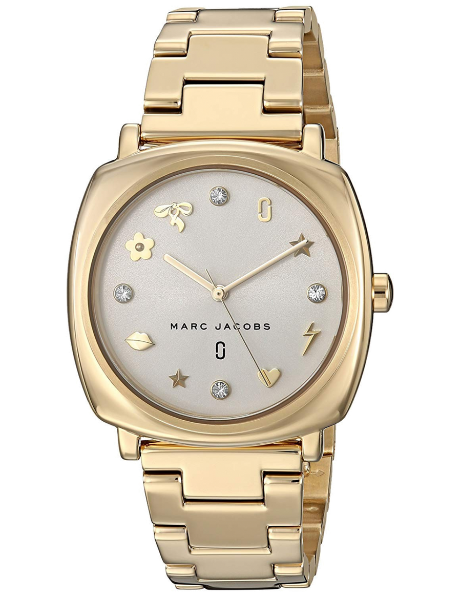 Marc Jacobs Mandy White Dial Gold Steel Strap Watch for Women - MJ3573