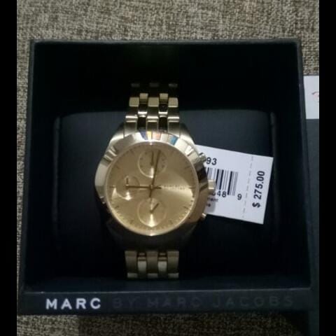 Marc Jacobs Peeker Chronograph Gold Dial Gold Steel Strap Watch for Women - MBM3393
