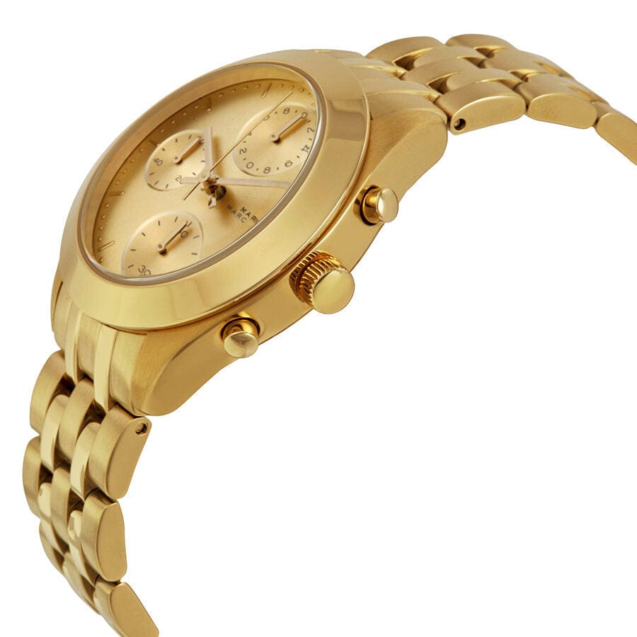Marc Jacobs Peeker Chronograph Gold Dial Gold Steel Strap Watch for Women - MBM3393