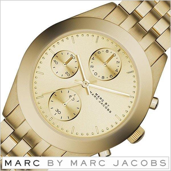 Marc Jacobs Peeker Chronograph Gold Dial Gold Steel Strap Watch for Women - MBM3393