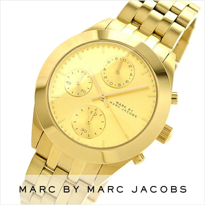 Marc Jacobs Peeker Chronograph Gold Dial Gold Steel Strap Watch for Women - MBM3393