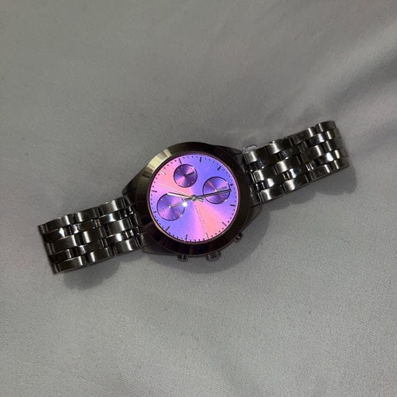 Marc Jacobs Peeker Chronograph Pink Dial Silver Steel Strap Watch for Women - MBM3372