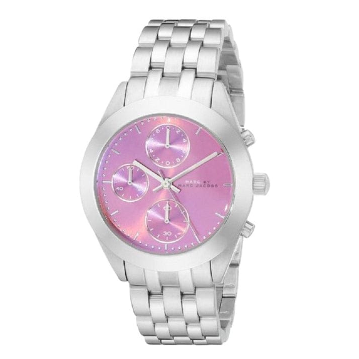 Marc Jacobs Peeker Chronograph Pink Dial Silver Steel Strap Watch for Women - MBM3372
