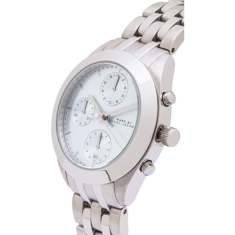 Marc Jacobs Peeker Chronograph Silver Dial Silver Steel Strap Watch for Women - MBM3371