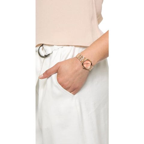 Marc Jacobs Peeker Pink Dial Rose Gold Stainless Steel Strap Watch for Women - MBM3377