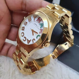 Marc Jacobs Rivera White Dial Gold Steel Strap Watch for Women - MBM3137