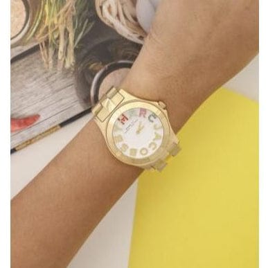 Marc Jacobs Rivera White Dial Gold Steel Strap Watch for Women - MBM3137