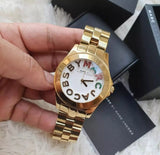 Marc Jacobs Rivera White Dial Gold Steel Strap Watch for Women - MBM3137