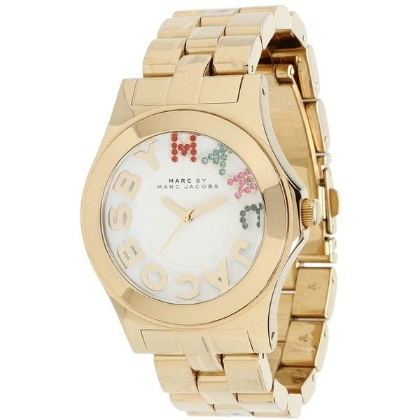 Marc Jacobs Rivera White Dial Gold Steel Strap Watch for Women - MBM3137
