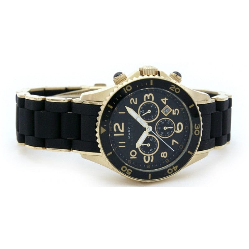 Marc Jacobs Rock Chronograph Black Dial Black Silicone Strap Watch for Women - MBM2552