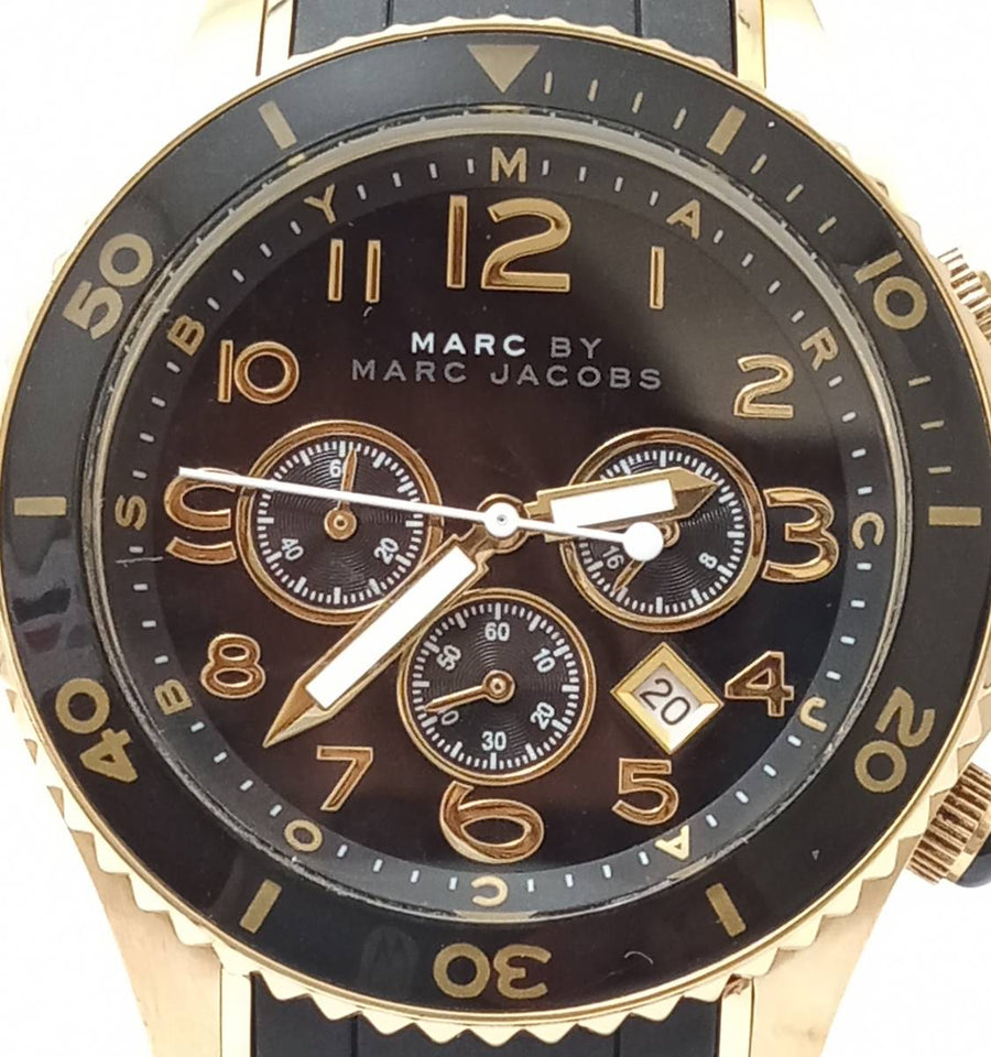 Marc Jacobs Rock Chronograph Black Dial Black Silicone Strap Watch for Women - MBM2552