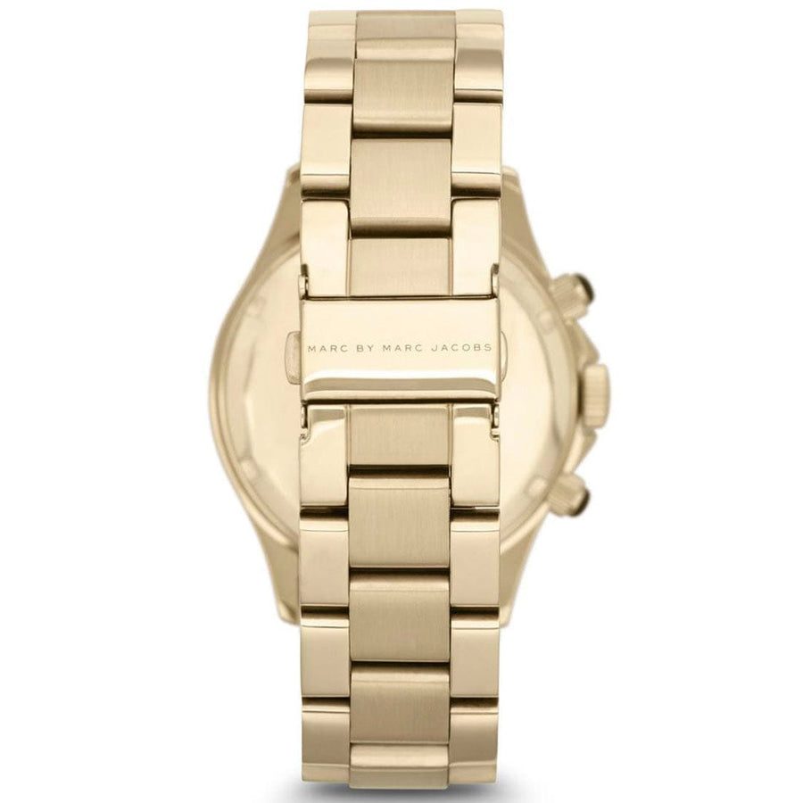 Marc Jacobs Rock Chronograph Black Dial Gold Steel Strap Watch for Women - MBM3253