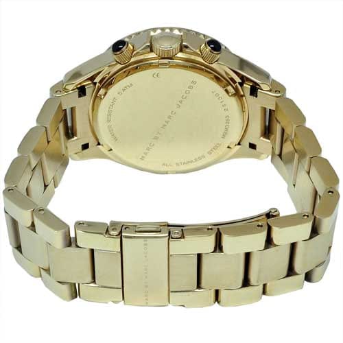 Marc Jacobs Rock Chronograph Black Dial Gold Steel Strap Watch for Women - MBM3253
