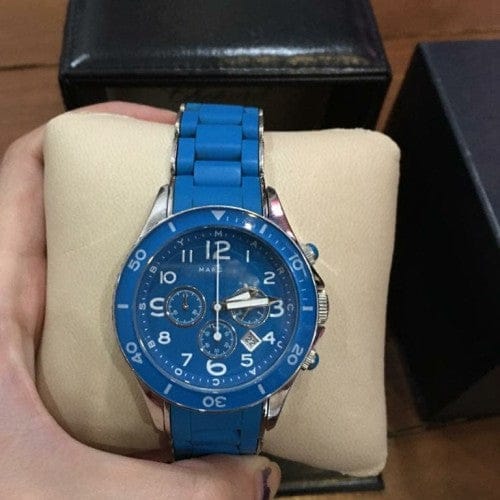 Marc Jacobs Rock Chronograph Blue Dial Blue Silicone Strap Watch for Women - MBM2575