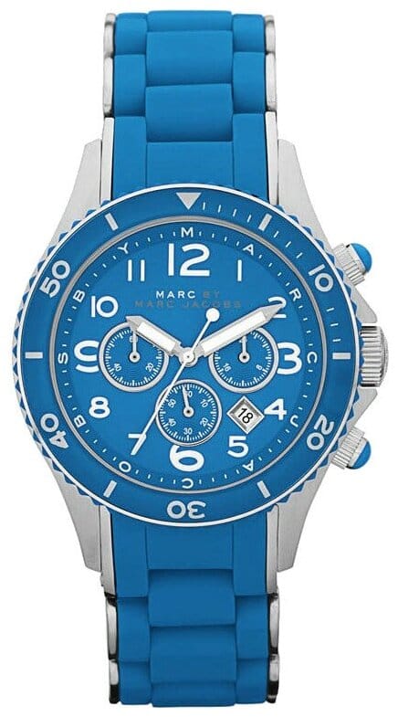 Marc Jacobs Rock Chronograph Blue Dial Blue Silicone Strap Watch for Women - MBM2575