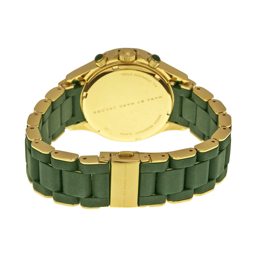 Marc Jacobs Rock Chronograph Green Dial Green Silicone Strap Watch for Women - MBM2597